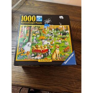 Ravensburger Jig Saw Puzzle At the Dog Park 1000 pieces all counted; open puzzle